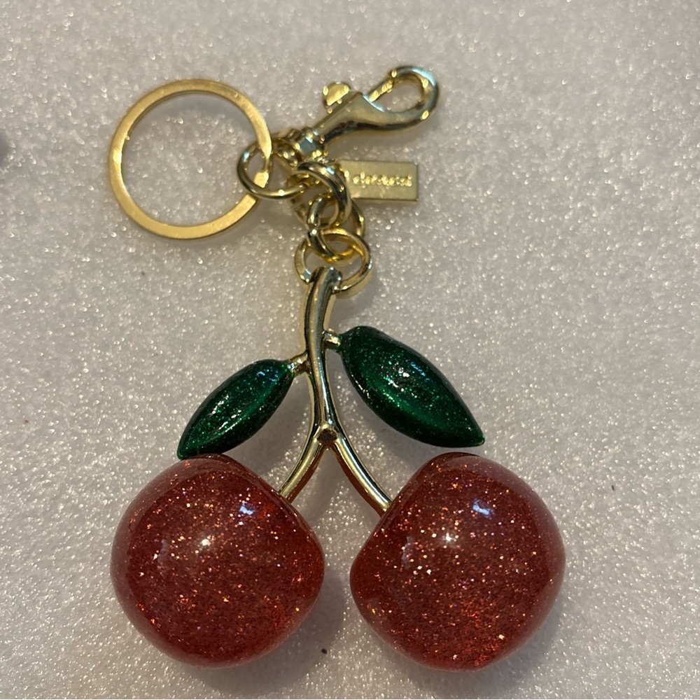 Coach Cherry Keychain with Gold and Red Accents